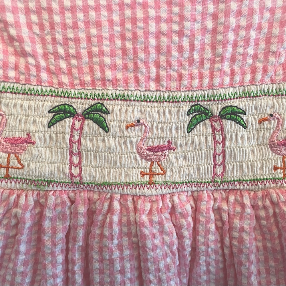 Girls Flamingo & Palm Tree Smocked Dress, 18 months